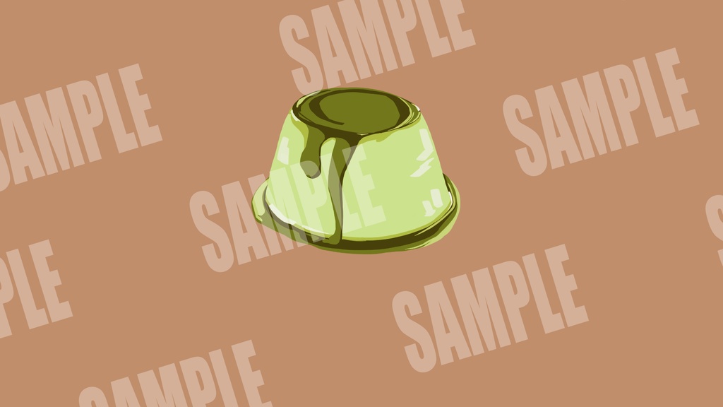 【配信・動画素材】左右に揺れる抹茶プリンの待機画面(ループ可/サンプル有り)