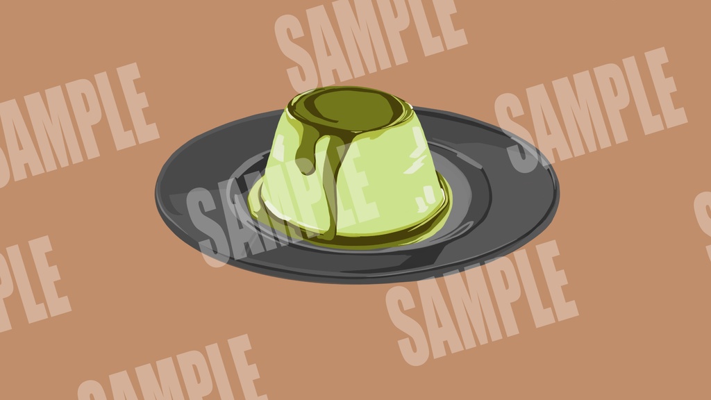 【配信・動画素材】左右に揺れる抹茶プリンの待機画面(ループ可/サンプル有り)