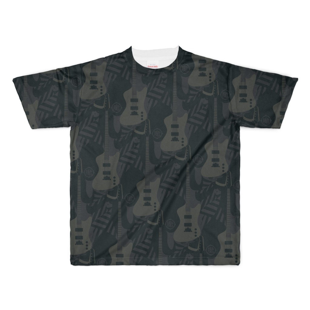 T-shirt "BASS HERO"パターン フルグラフィック BKDGY