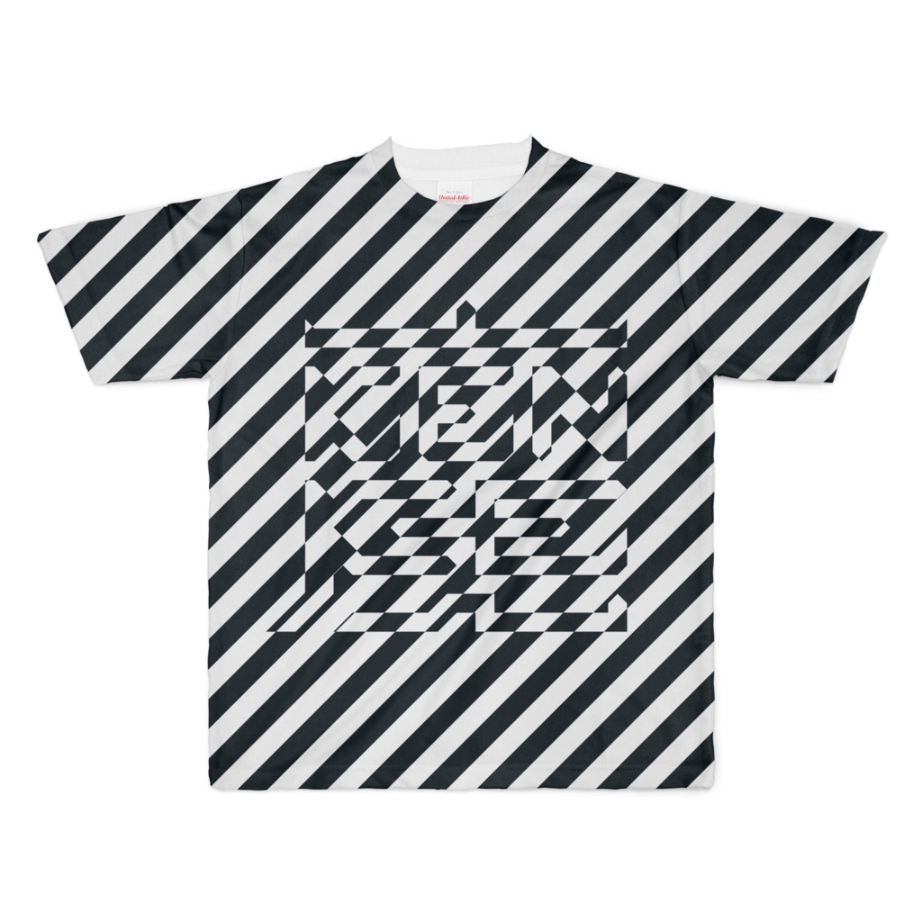 T-shirt "魔印 SQUARE STRIPE" フルグラフィック WHBK