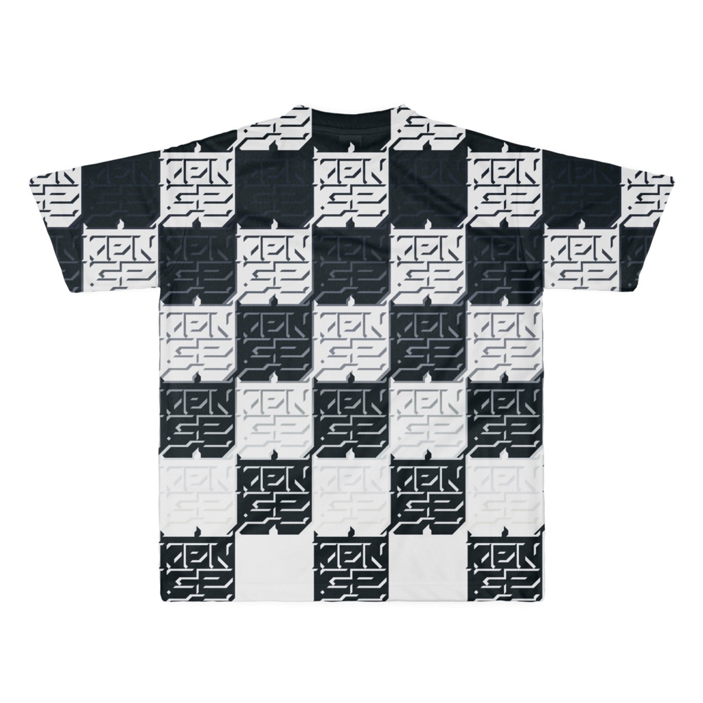 T-shirt "魔印 SQUARE TILE" フルグラフィック BKWH