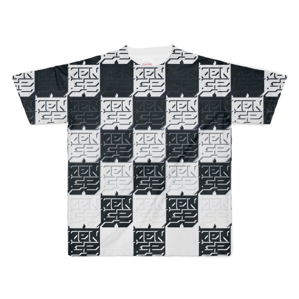 T-shirt "魔印 SQUARE TILE" フルグラフィック BKWH