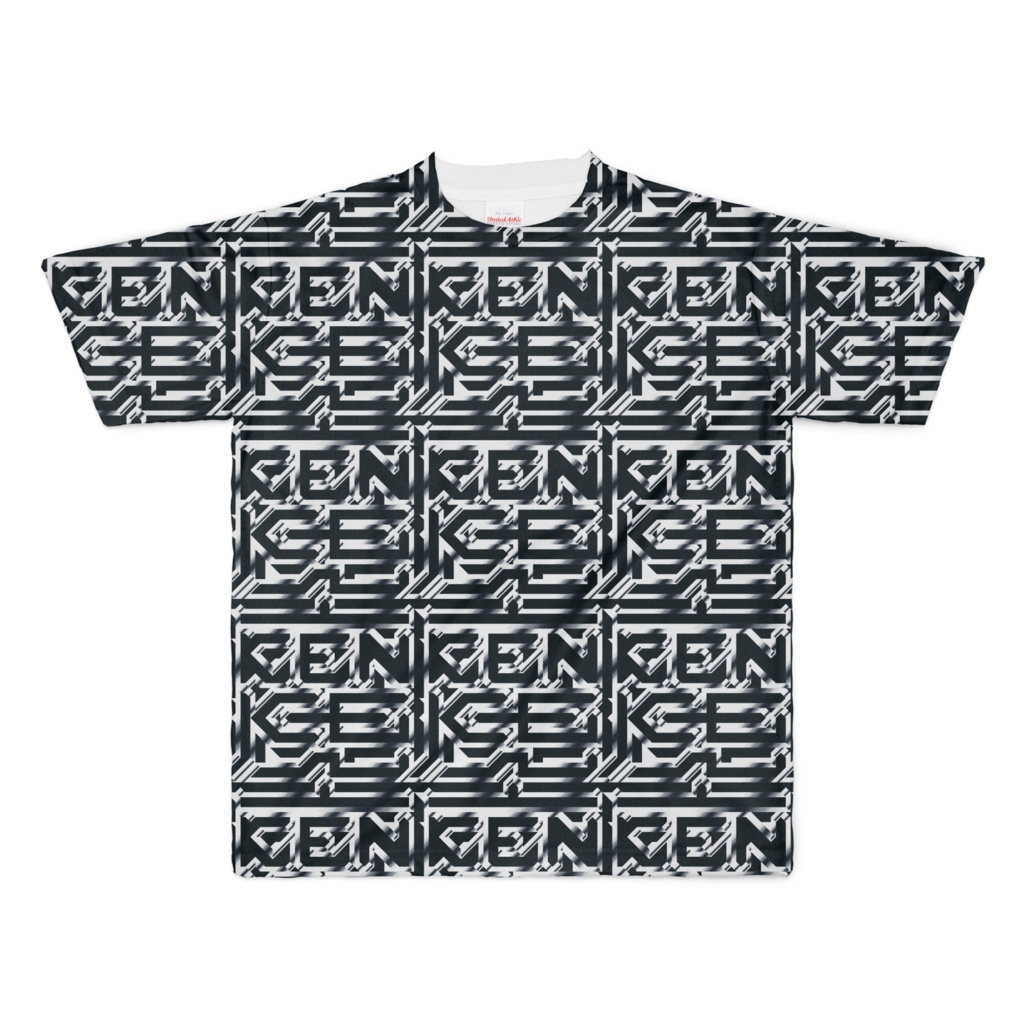 T-shirt "魔印 METAL SQUARE" フルグラフィック BKGY