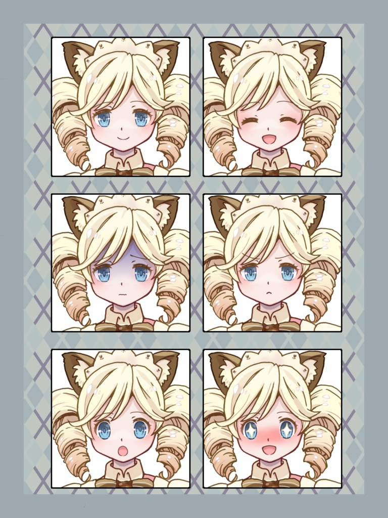 【PSD】猫耳メイドちゃん立ち絵【顔パーツ19種】