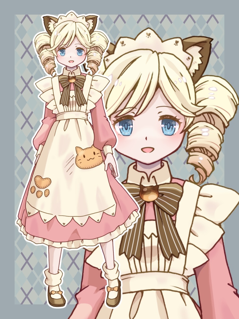 【PSD】猫耳メイドちゃん立ち絵【顔パーツ19種】