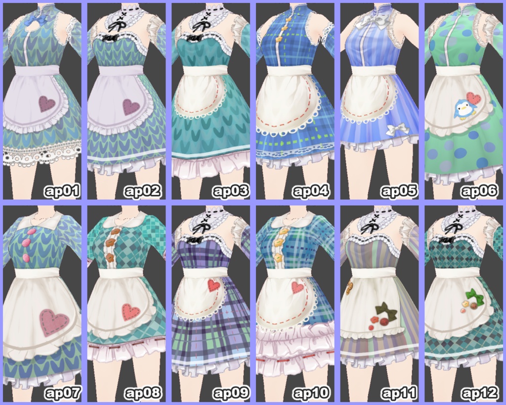 【VRoid用PNG】One-piece dress102blue+きせかえセット