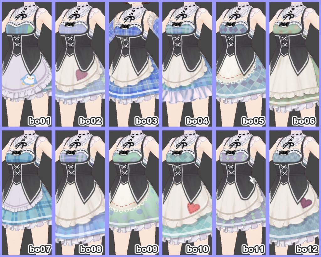 【VRoid用PNG】One-piece dress102blue+きせかえセット
