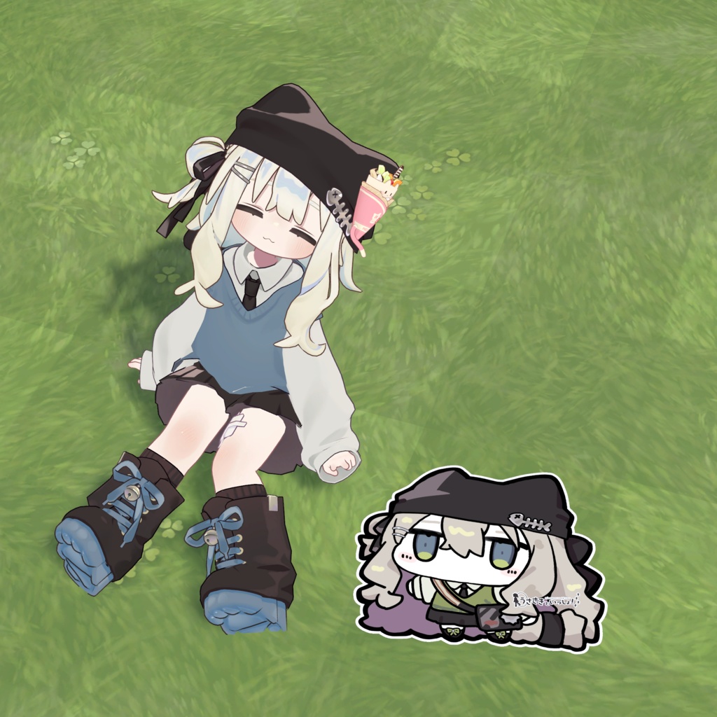 【VRChat向けイラストデータ】うささきといっしょ!ステッカー用画像