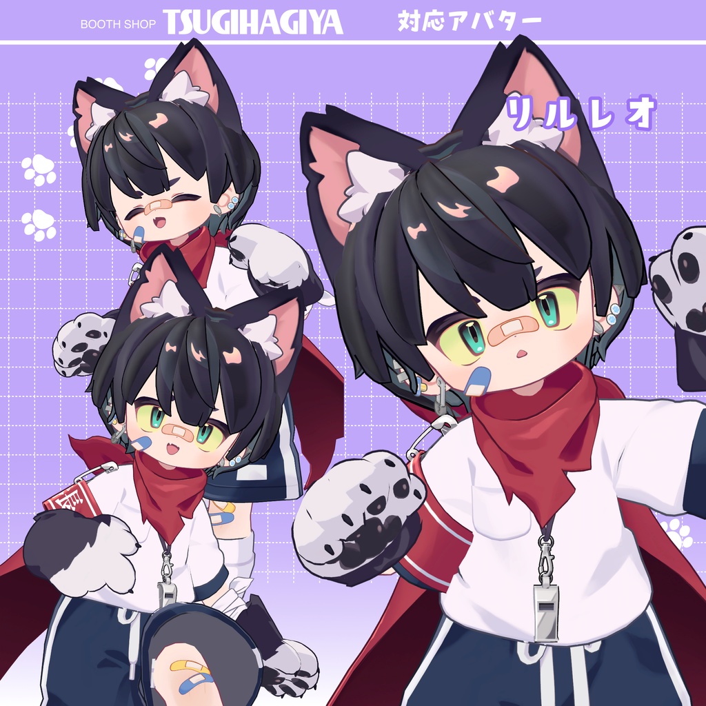 【髪型・小物セット】ピアス&耳かけヘア【9アバター対応】