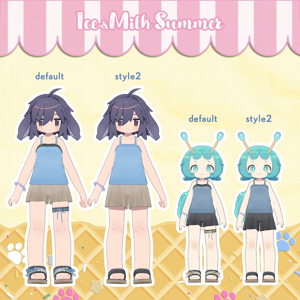 【衣装・小物セット】Ice&MilkSummer-アイスミルクサマー【まめふれんず+8アバター対応】