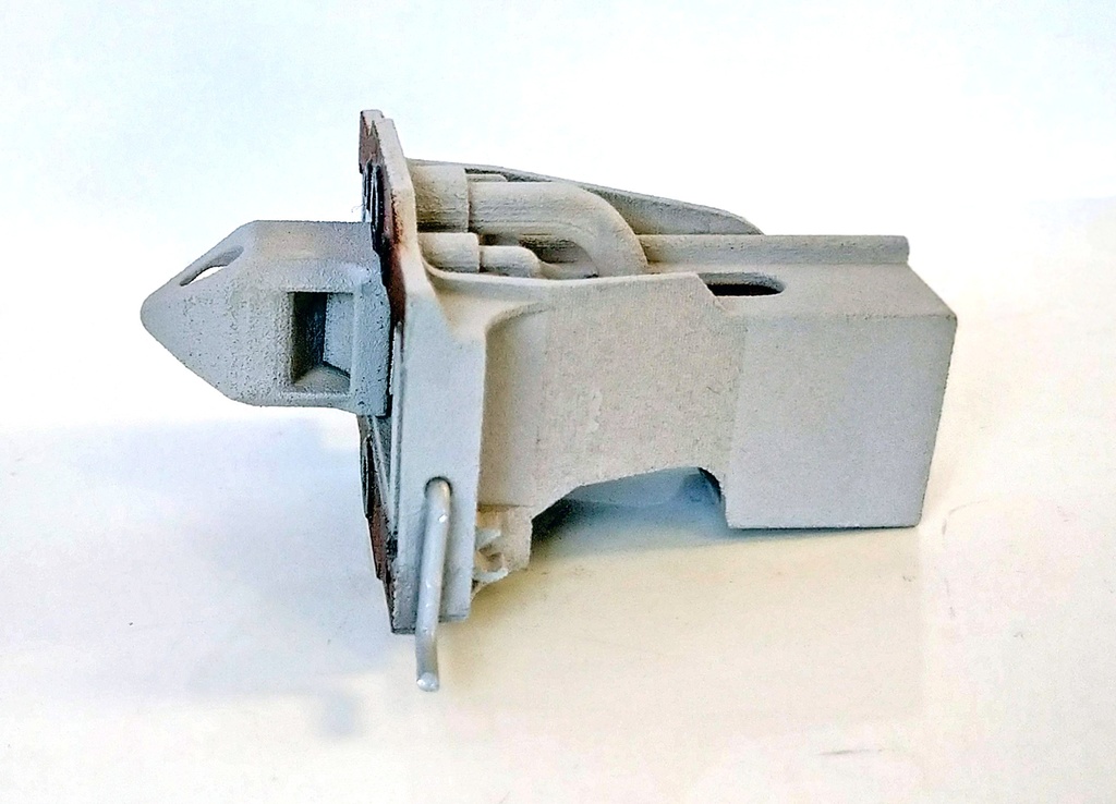 密着式連結器 ミニチュアモデル (ライトグレー塗装済み・解放ハンドル保持ギミックあり)