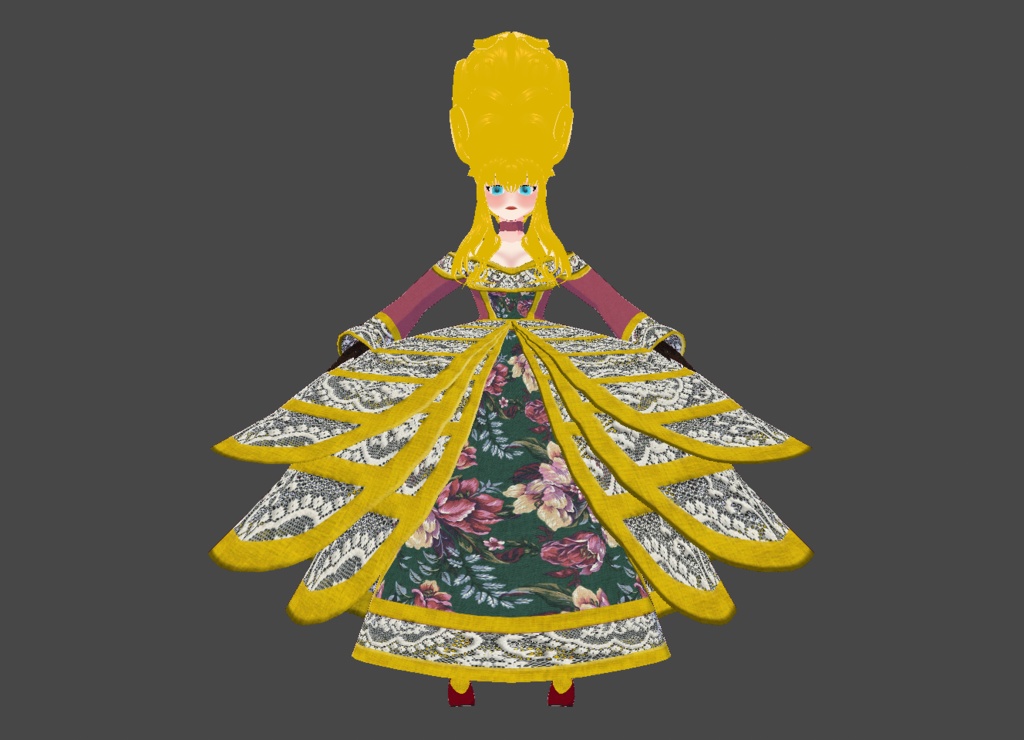 Vroid Rococo / Baroque style dress  ,shoes, socks, hair and gloves for free! 