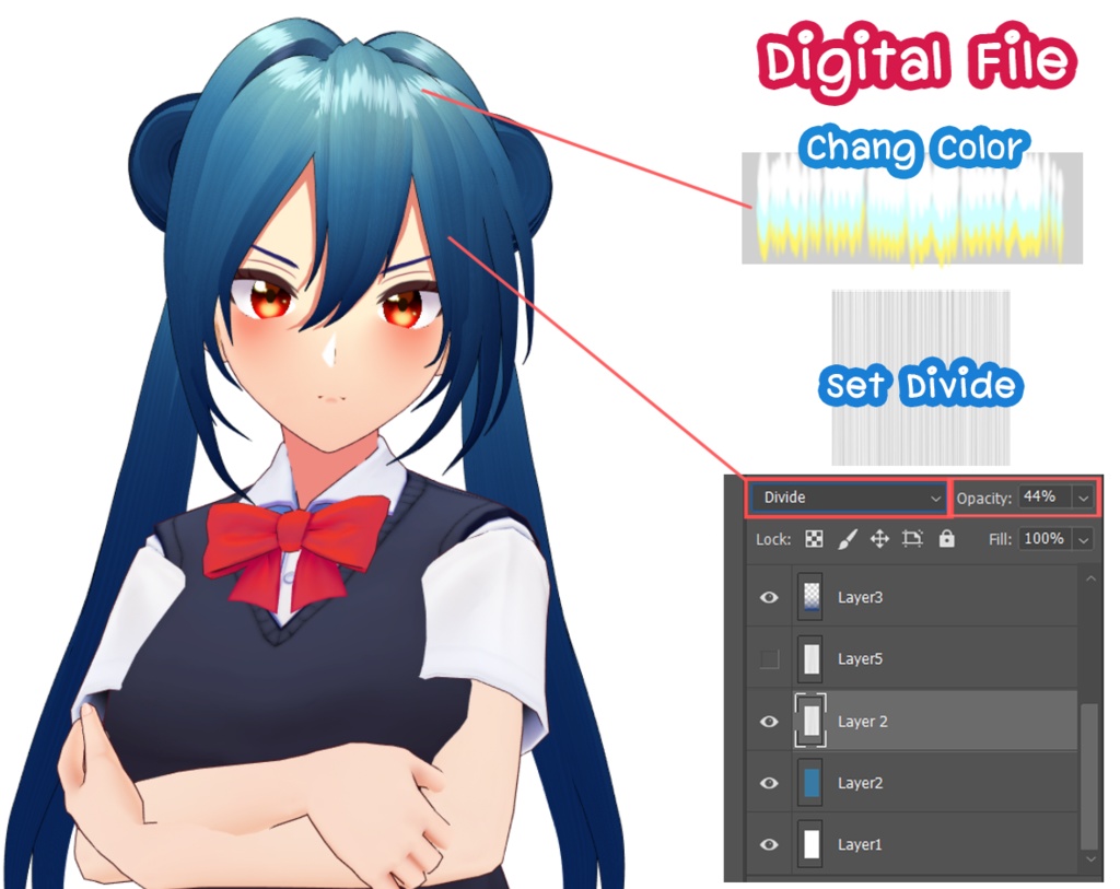 【VRoid用】 テクスチャ | VRoid Color Hair Texture