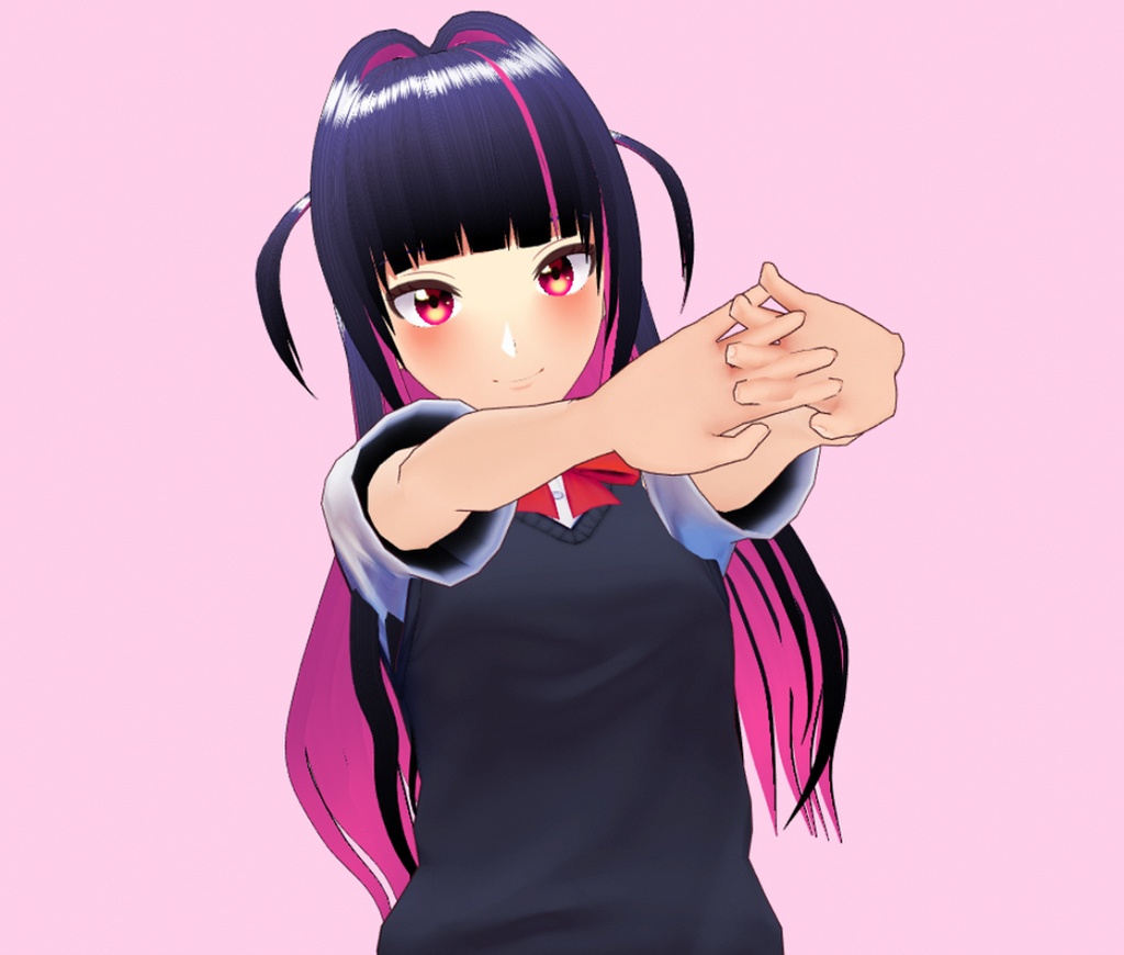 VRoid Hair Preset / ヘア セット Black Pink【女性】