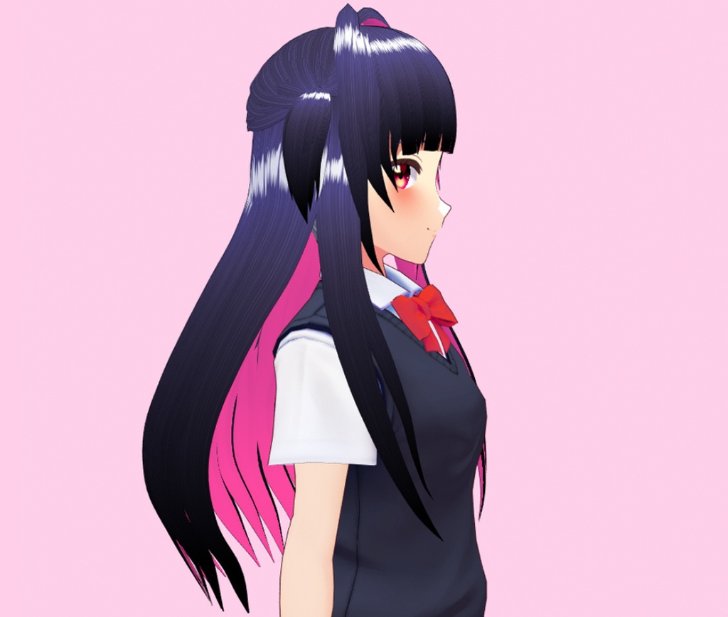 VRoid Hair Preset / ヘア セット Black Pink【女性】