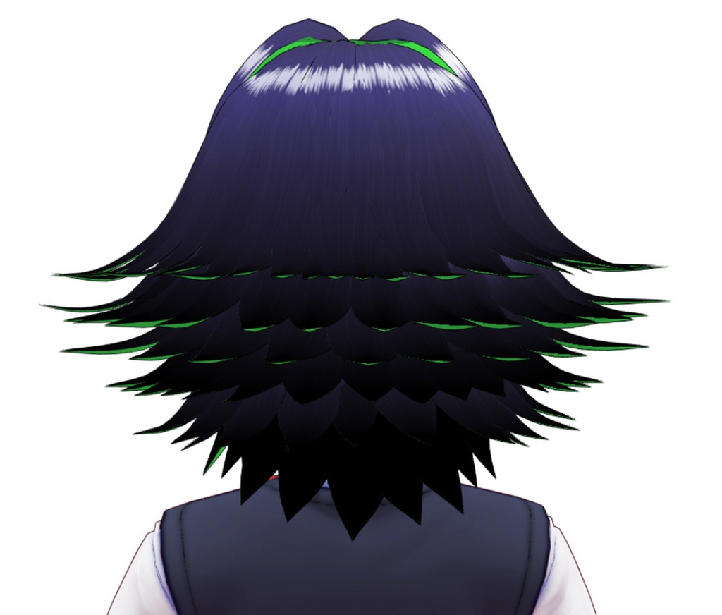 VRoid Hair Preset / ヘア セット Black Green【女性】