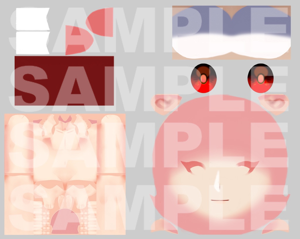 【Vroid】skin & body texture | VRoid用顔、体、肌、瞳テクスチャセット | 男性