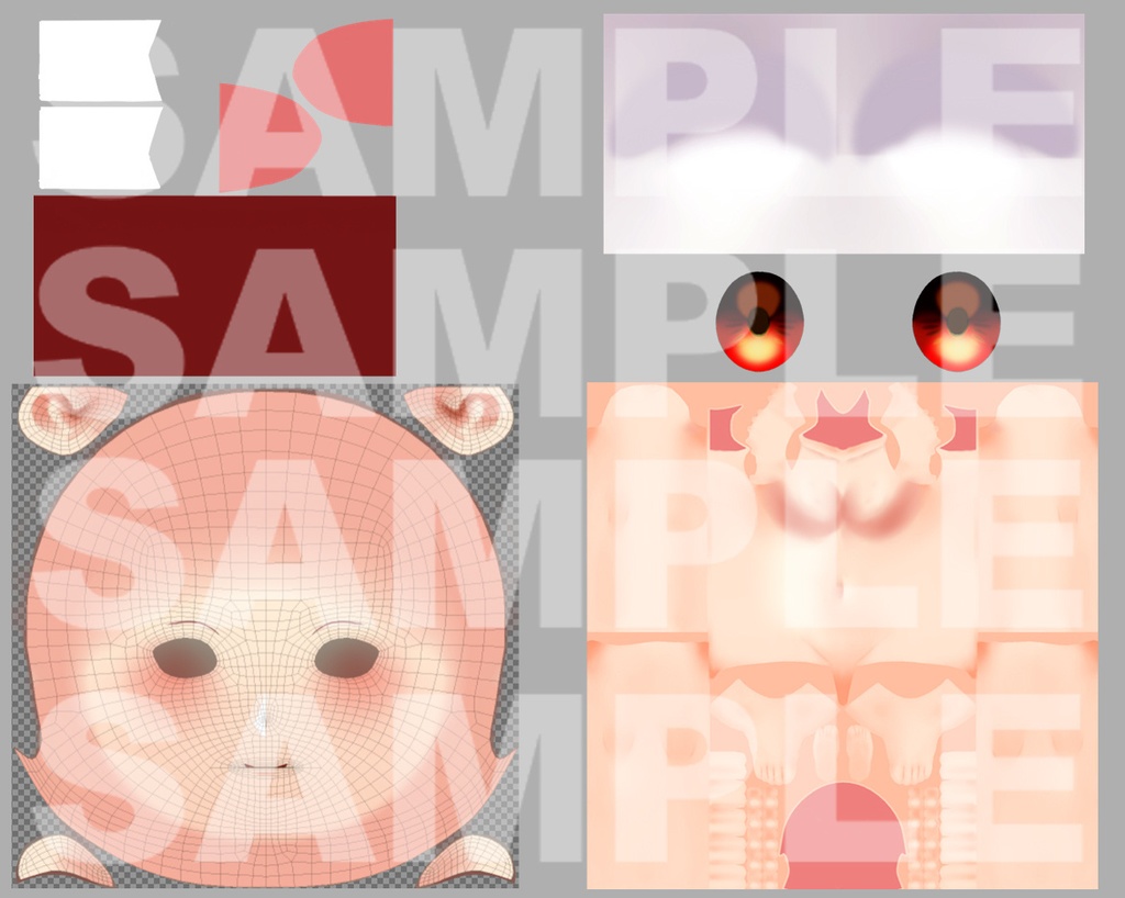 【Vroid】skin & body texture | VRoid用顔、体、肌、瞳テクスチャセット | 女性