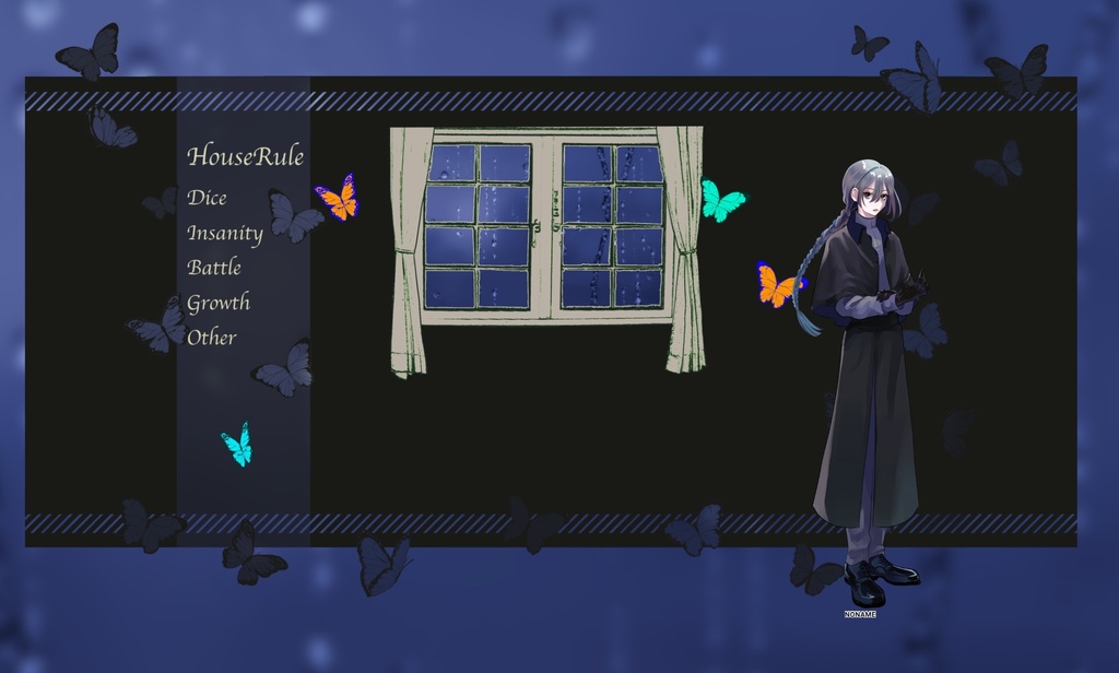 【投げるだけZIP】動く蝶々とソファのお部屋【開く窓apng】