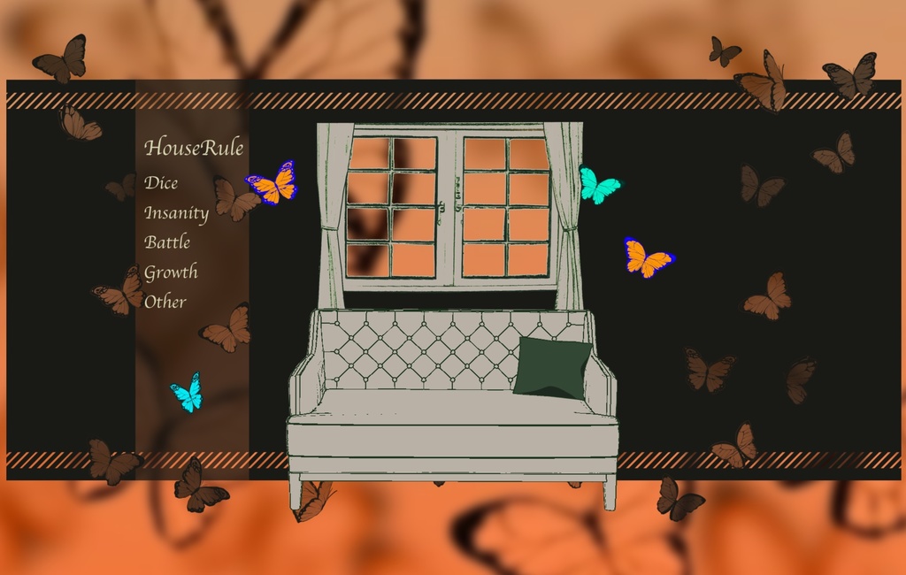 【投げるだけZIP】動く蝶々とソファのお部屋【開く窓apng】