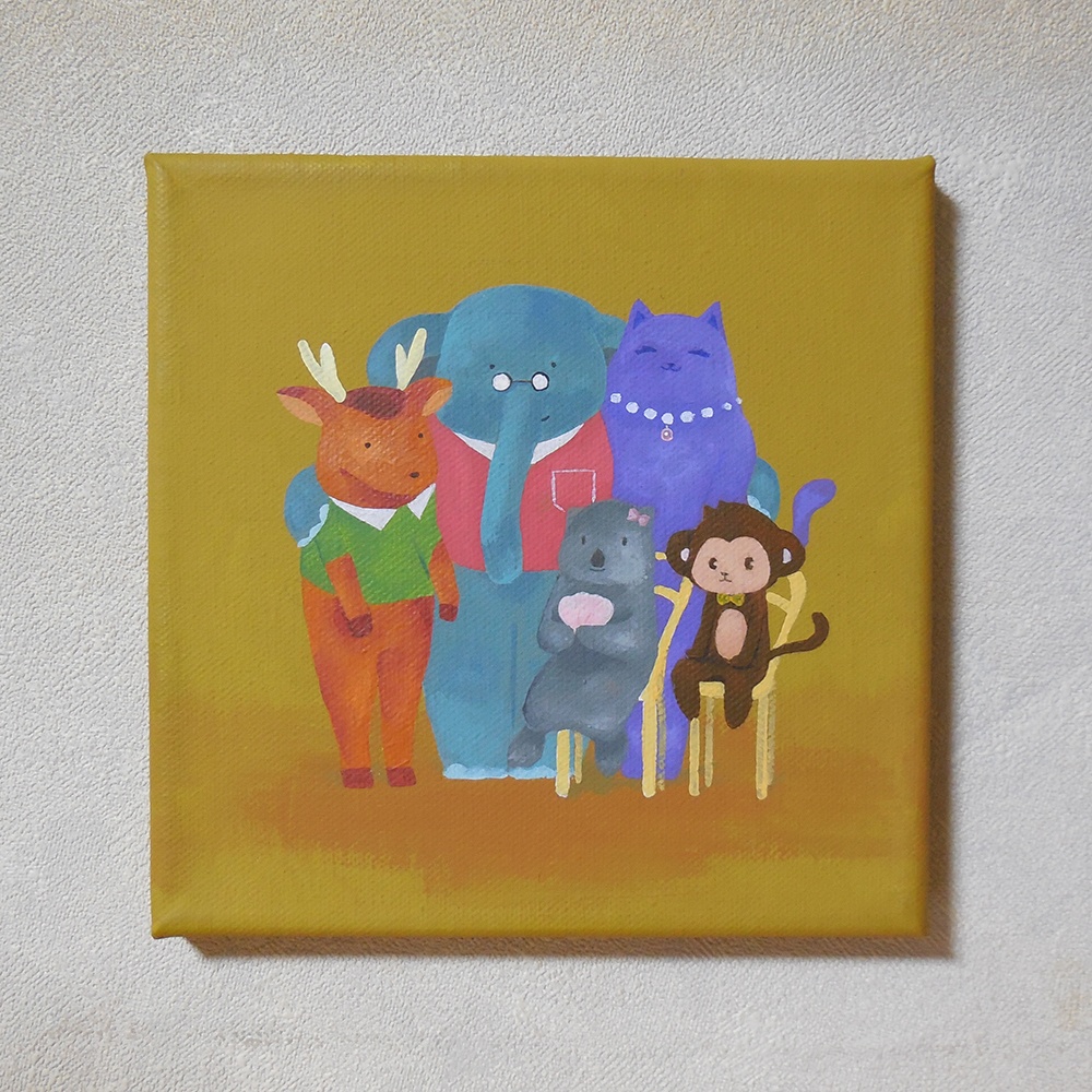 キャンバス原画「メチャクチャ家族しゃしん」