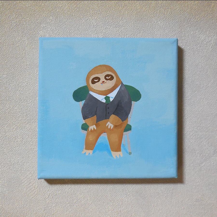 キャンバス原画「なまけもののしゃしん」