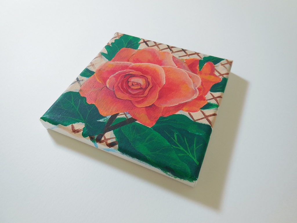 キャンバス原画「赤い花」