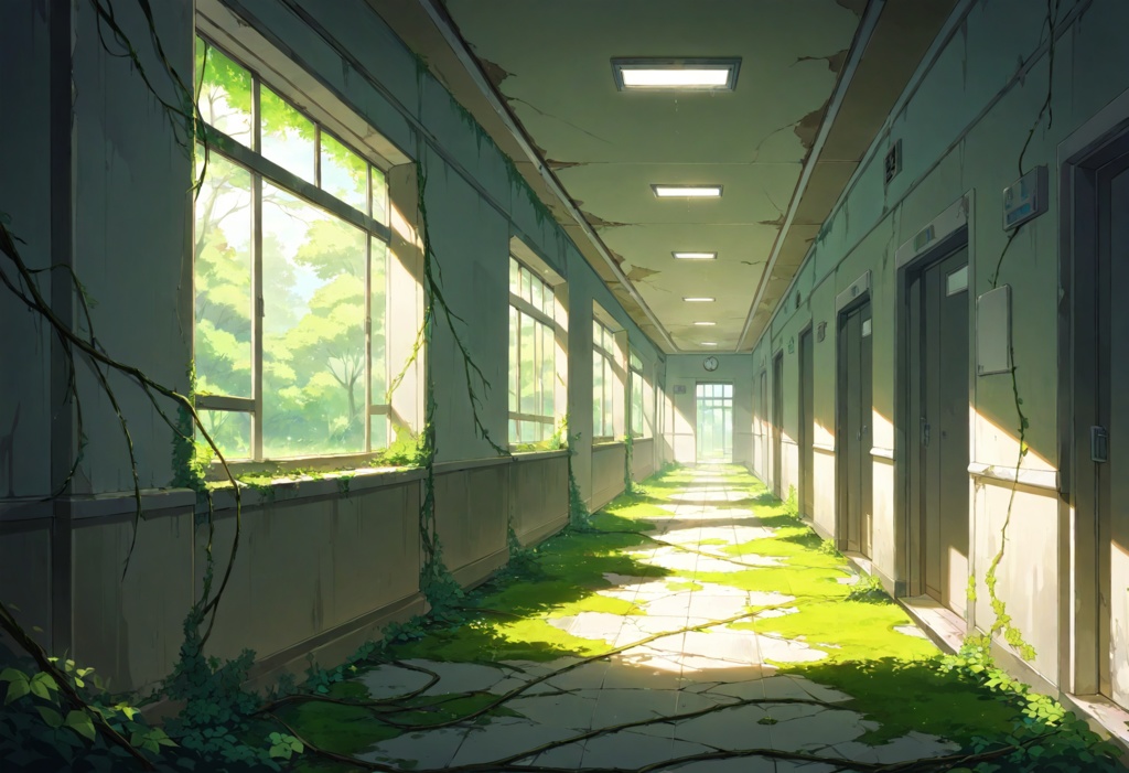 【TRPG/CoC背景素材】廃病院の廊下セット 昼夜差分付き|ホラーシナリオ・ゲーム制作対応