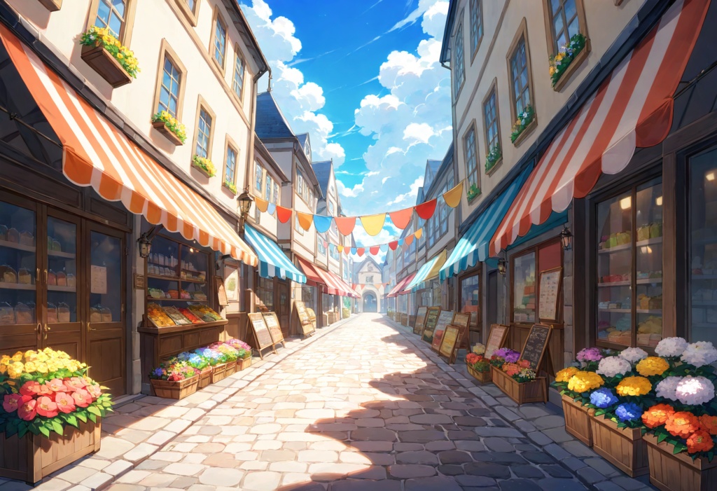 【TRPG/CoC背景素材】石畳の街並みセット 昼夜差分付き|中世・ファンタジー・ゲーム制作対応