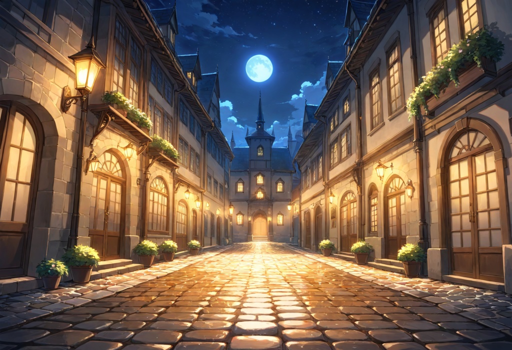 【TRPG/CoC背景素材】石畳の街並みセット 昼夜差分付き|中世・ファンタジー・ゲーム制作対応