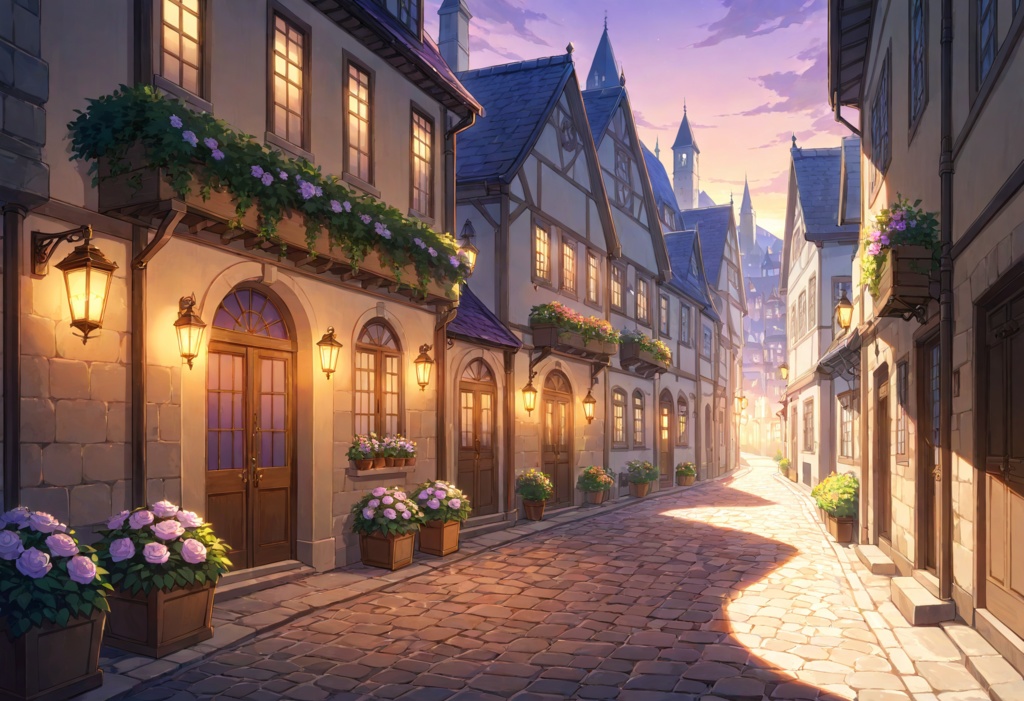 【TRPG/CoC背景素材】石畳の街並みセット 昼夜差分付き|中世・ファンタジー・ゲーム制作対応