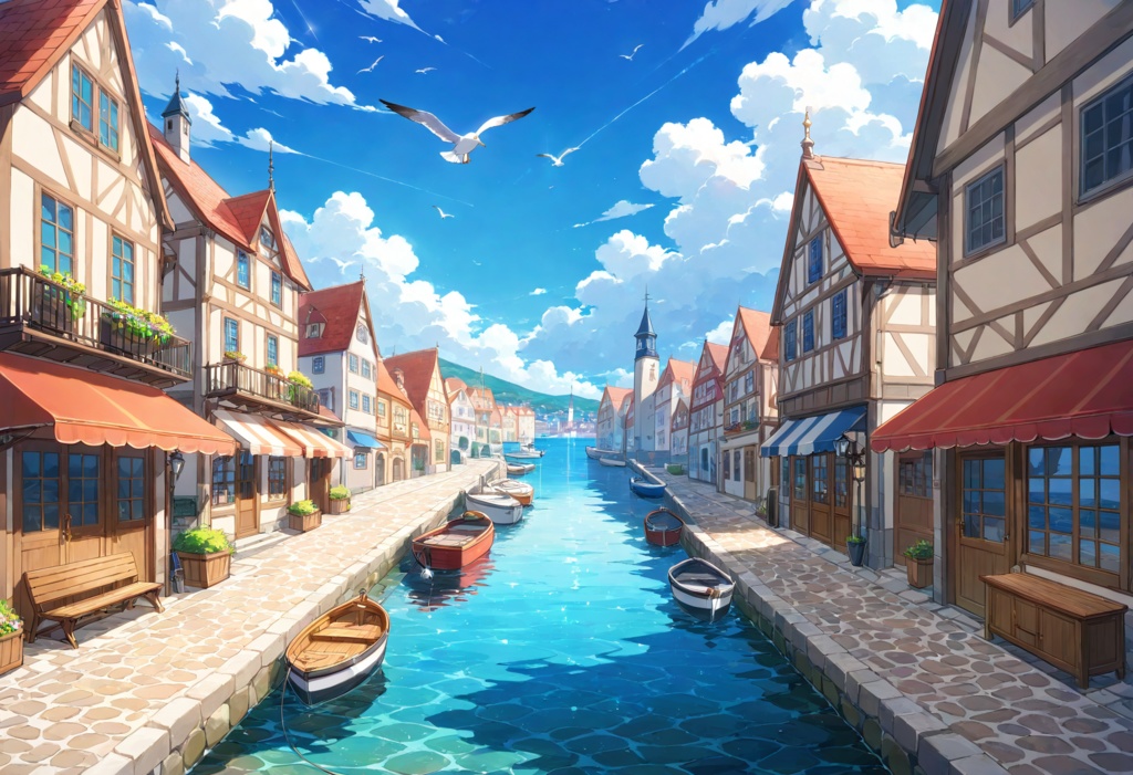 【TRPG/CoC背景素材】石畳の街並みセット 昼夜差分付き|中世・ファンタジー・ゲーム制作対応