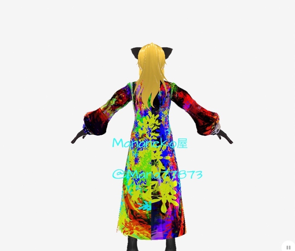 VRoid用テクスチャ*Long coat high neck texture . Texture image only. Please understand the terms of use before using. お花いっぱいアート衣装*ロングコートハイネック*