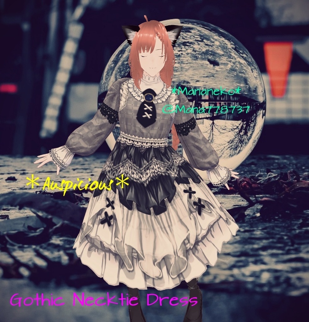 VRoid 用ワンピーステクスチャ*Gothic Necktie Dress Texture, Sakura Gothic Dress Texture sold separately, set of 7 colors each*Texture image only. Please understand the terms of use before using.