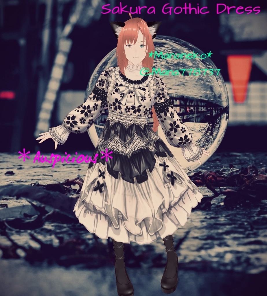 VRoid 用ワンピーステクスチャ*Gothic Necktie Dress Texture, Sakura Gothic Dress Texture sold separately, set of 7 colors each*Texture image only. Please understand the terms of use before using.