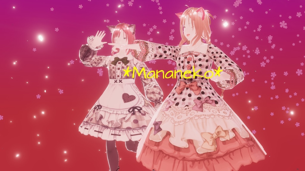 VRoid用*ハートエプロンメイドワンピース🌸7色セット🌸ドレスにも🌸バレンタイン等にも💕