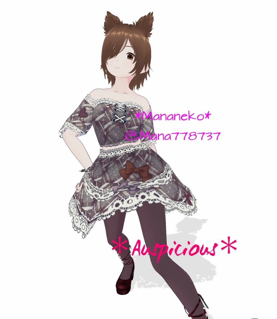 2024年6月*退院したよ記念*使用時作者表記不要と条件付きですが商用も可能にしました* VRoidワンピース用テクスチャ*ヘソ出しチェックワンピース*赤オレンジ単品と3色セット*