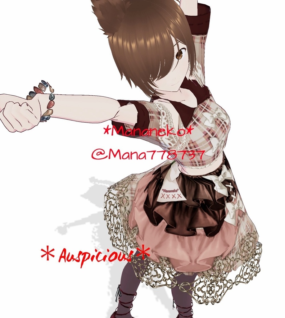 2024年6月*退院したよ記念*使用時作者表記不要と条件付きですが商用も可能にしました*詳しくは品ページ読んでね*VRoidワンピース用テクスチャ*ヘソ出しチェックリボンフリルワンピース*ブラック単品と3色セット*