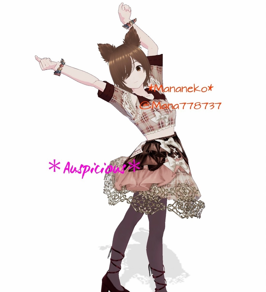 2024年6月*退院したよ記念*使用時作者表記不要と条件付きですが商用も可能にしました*詳しくは品ページ読んでね*VRoidワンピース用テクスチャ*ヘソ出しチェックリボンフリルワンピース*ブラック単品と3色セット*