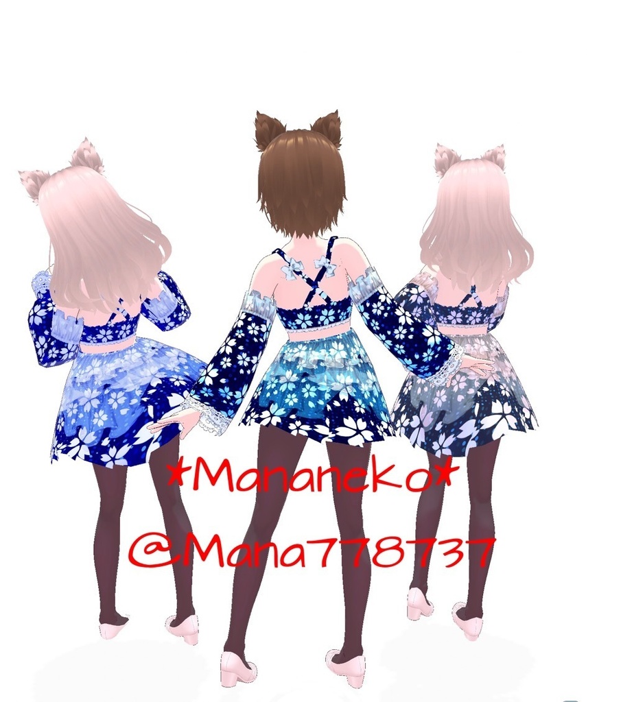 桜水着*(ワンピとしても着用可)VRoid用ワンピーステクスチャ*青1のみ単品置き他は3色セット*退院したよ記念*使用時作者表記不要と条件付きですが商用も可能にしました*詳しくは品ページ読んでね*