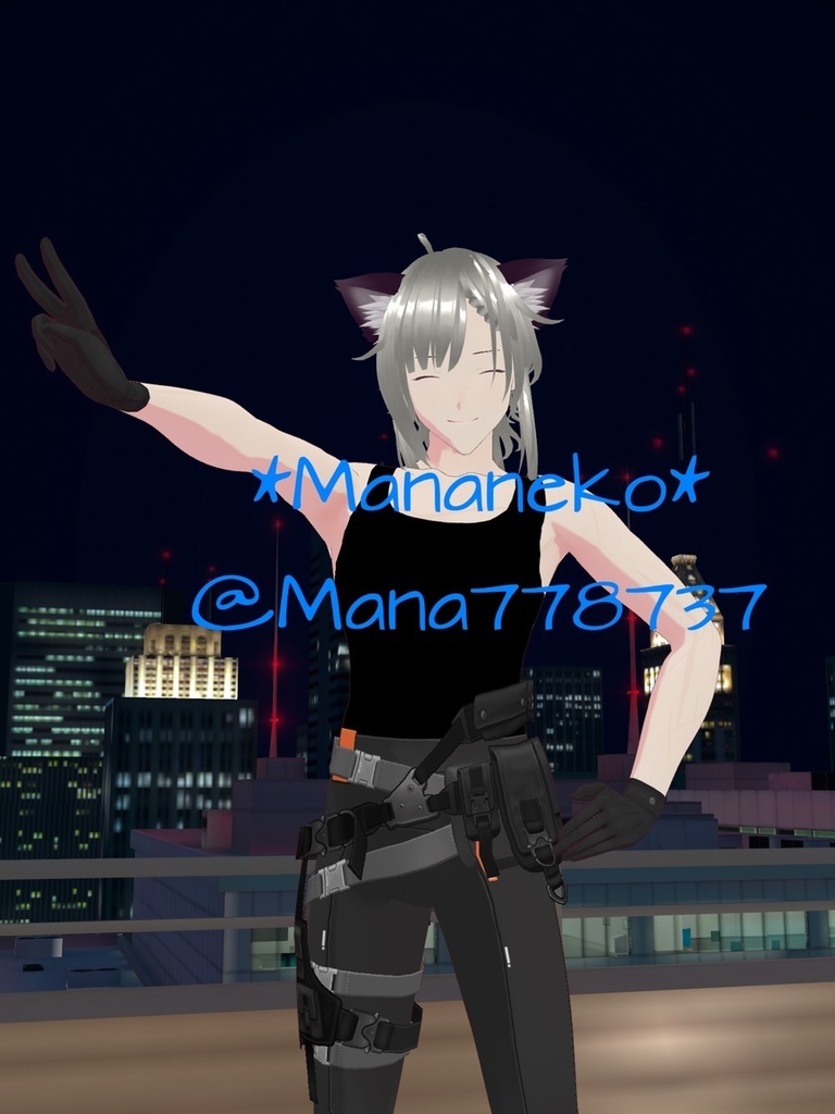 オリキャラ*シオン*イラスト版*パンク猫耳キャップ*1*アクリルスマホスタンド*