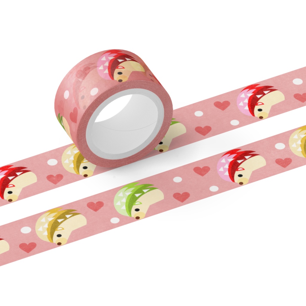 りんごハリネズミ　ピンクver　マスキングテープ