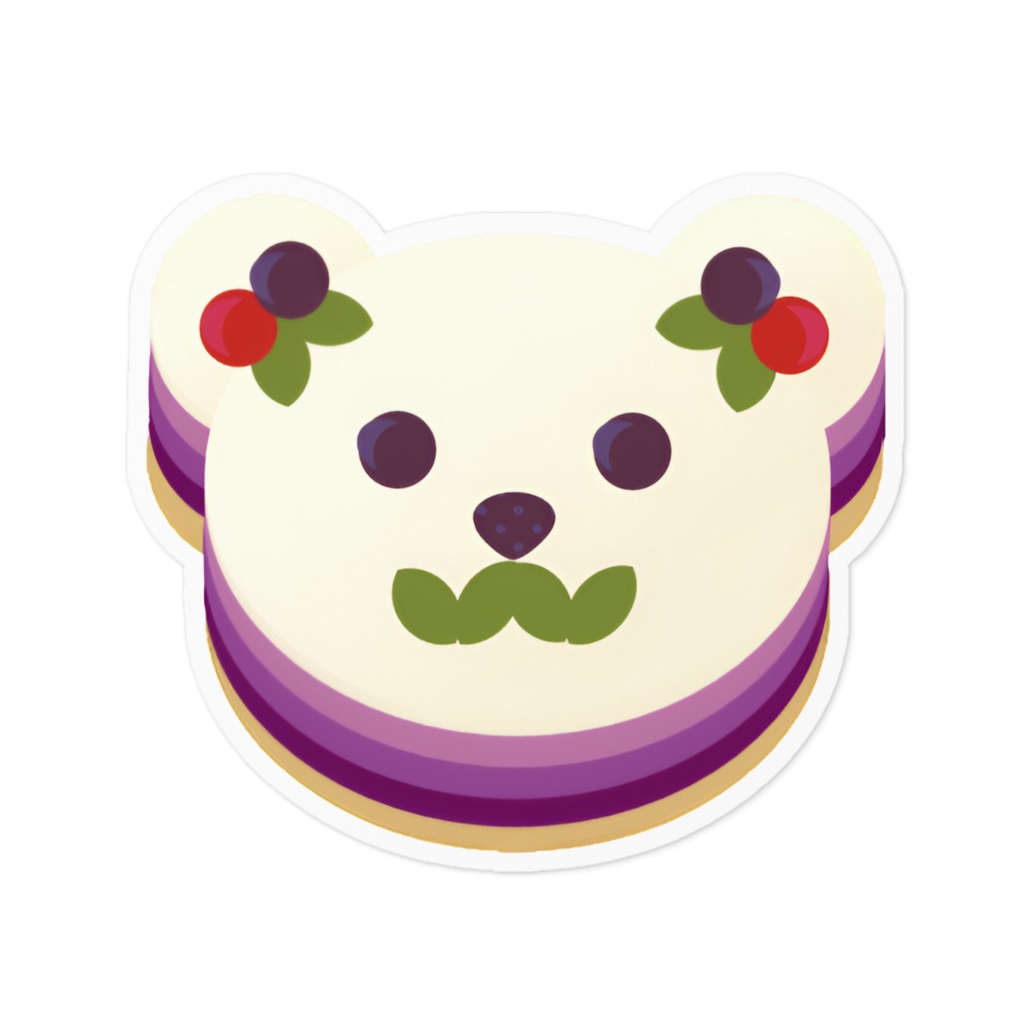 くまさんのレアチーズケーキ　ブルーベリーver　ステッカー