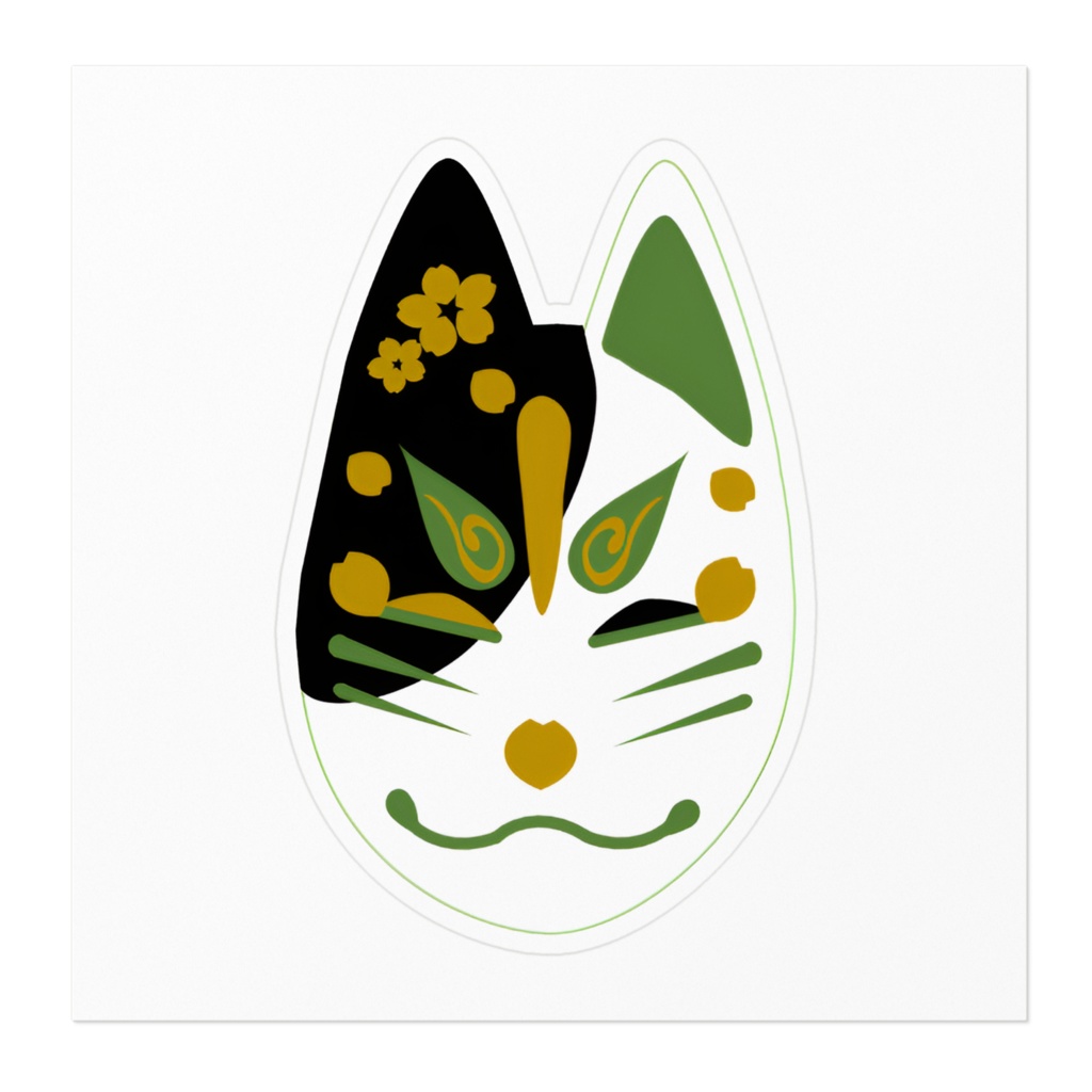 金桜ぎつね 緑ver ステッカー