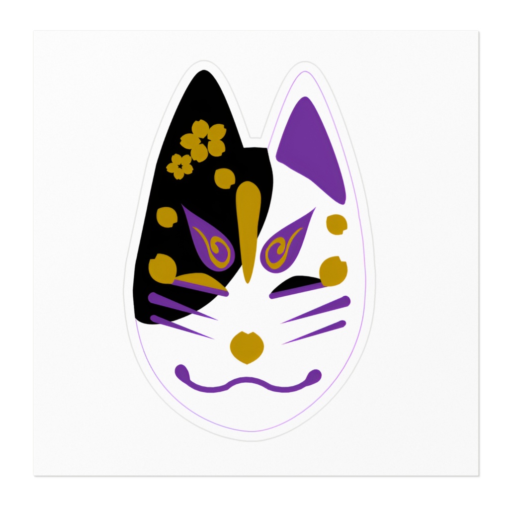 金桜ぎつね 紫ver ステッカー