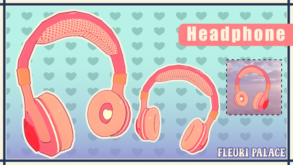 Pink heart headphone