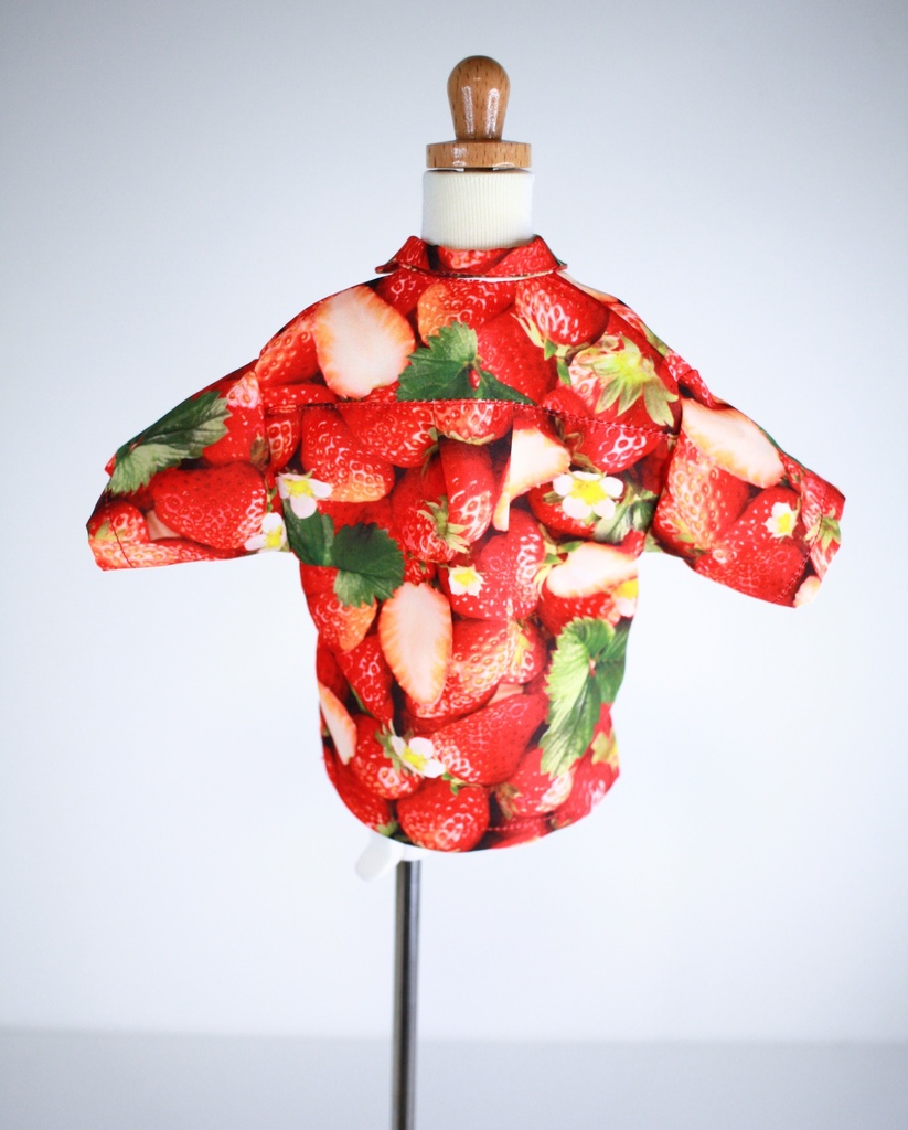 いちごプリント開襟シャツ