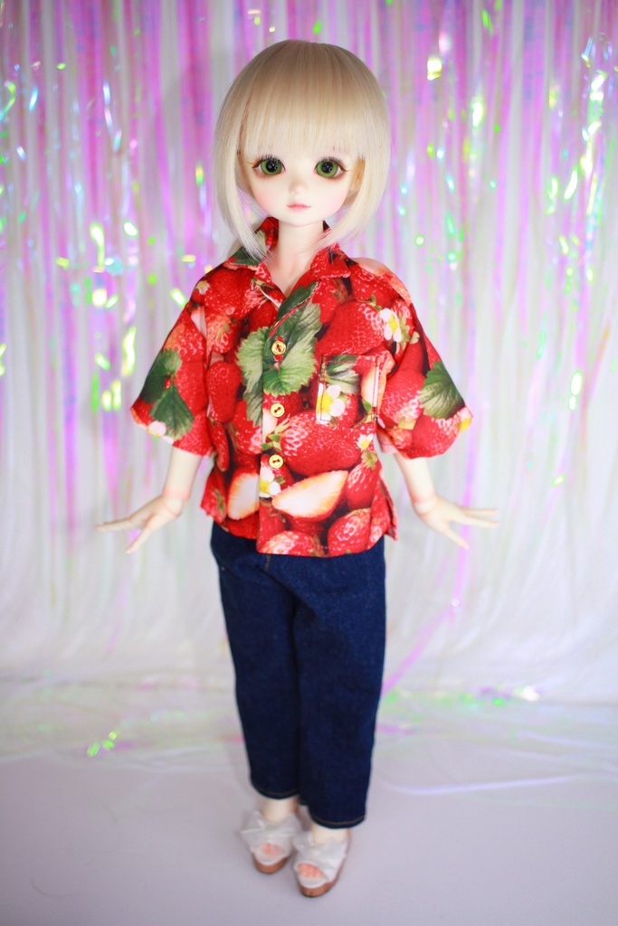 いちごプリント開襟シャツ