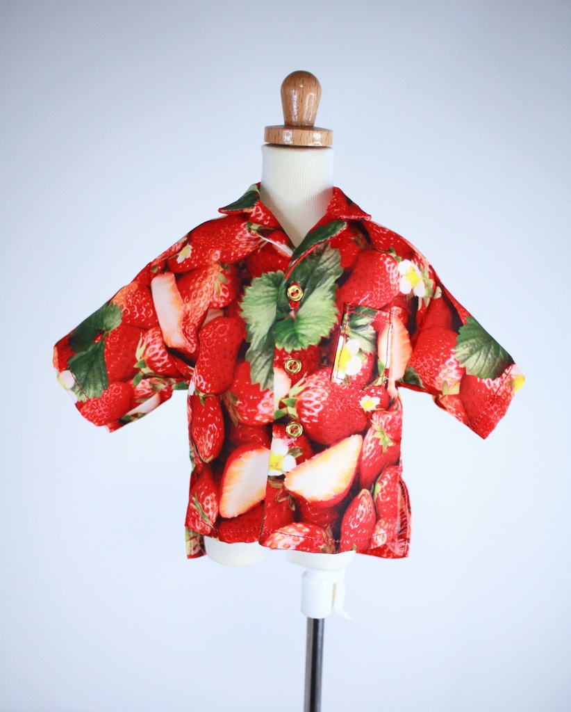 いちごプリント開襟シャツ