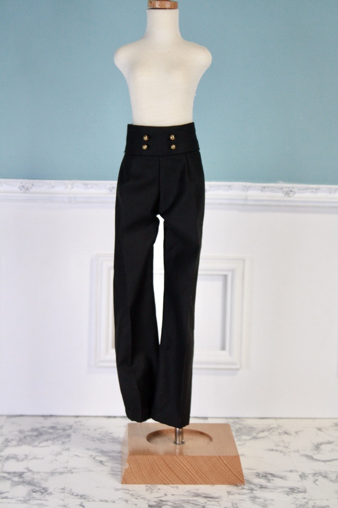 ハイウエストタックパンツ(ブラック)【MDF/KDF45】